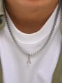 thumb Stainless steel Letter Hip Hop Hollow Chain Necklace 4