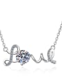 thumb Sterling Silver Moissanite Letter Love Dainty Necklace 3