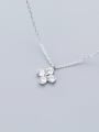 thumb 925 Sterling Silver Minimalist Cubic Zirconia  Flower  Necklace 3
