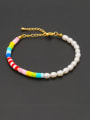 thumb Stainless steel Freshwater Pearl Multi Color Polymer Clay Round Bohemia Bracelet 0