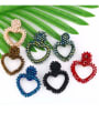 thumb Brass Hand-woven rice beads heart earrings Drop Earring 0