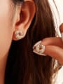 thumb 925 Sterling Silver Cubic Zirconia Geometric Dainty Cluster Earring 1