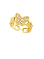 thumb Brass Cubic Zirconia Letter Trend Band Ring 4