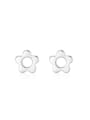 thumb 925 Sterling Silver With Platinum Plated Simplistic Hollow Flower Stud Earrings 0