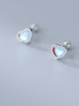 thumb 925 Sterling Silver Opal Heart Cute Stud Earring 0
