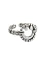thumb 925 Sterling Silver With Antique Silver Plated Vintage Hollow Round Free Size Rings 4
