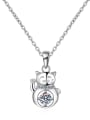 thumb Sterling Silver Moissanite Cat Dainty Necklace 4