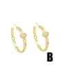 thumb Brass Cubic Zirconia Heart Minimalist Hoop Earring 4