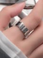 thumb 925 Sterling Silver Geometric Minimalist Ripple Wide Face Silver Ring 1