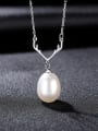 thumb 925 Sterling Silver Freshwater Pearl White Irregular Minimalist Lariat Necklace 3