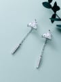 thumb 925 Sterling Silver Cubic Zirconia  Triangle Minimalist Threader Earring 0