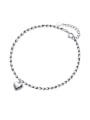 thumb 925 Sterling Silver Heart  Vintage  Bead Chain Anklet 0