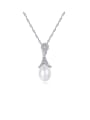 thumb 925 Sterling Silver Simple fashion Freshwater Pearl pendant  Necklace 0