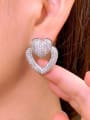 thumb Brass Cubic Zirconia Heart Statement Stud Earring 1