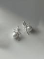 thumb 925 Sterling Silver Imitation Pearl Bowknot Vintage Drop Earring 3
