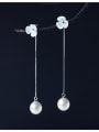thumb 925 Sterling Silver Imitation Pearl Flower Minimalist Drop Earring 2