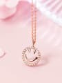 thumb 925 Sterling Silver Rhinestone Simple Cute Smiley Pendant Necklace 0