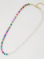 thumb Freshwater Pearl Multi Color Polymer Clay Geometric Bohemia Necklace 2