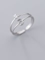 thumb 925 Sterling Silver Cubic Zirconia  Number 5 Minimalist Free Size Ring 1