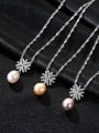 thumb 925 Sterling Silver Water Wave Chain Freshwater Pearl Fashion Snowflake Necklace 2