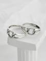 thumb Vintage Sterling Silver With Platinum Plated Simplistic Geometric Free Size Rings 3