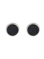 thumb 925 Sterling Silver Obsidian Round Minimalist Stud Earring 0