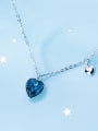 thumb 925 Sterling Silver Blue austrian Crystal Heart-shaped pendant  Necklace 0