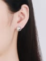 thumb 925 Sterling Silver Imitation Pearl Geometric Dainty Stud Earring 1