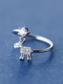 thumb 925 Sterling Silver Cubic Zirconia Deer Cute Christmas  Band Ring 2