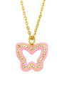 thumb Brass Cubic Zirconia Hollow Butterfly Hip Hop Necklace 2
