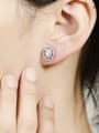 thumb 925 Sterling Silver Cubic Zirconia Geometric Classic Stud Earring 1