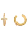 thumb Brass Cubic Zirconia Cross Ethnic Clip Earring 4