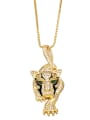 thumb Brass Cubic Zirconia  Vintage Tiger Hand Penant Necklace 3
