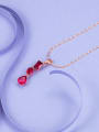 thumb Alloy  Crystal Water Drop  Red Earring and Necklace Set 2