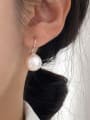 thumb 925 Sterling Silver Imitation Pearl Round Minimalist Hook Earring 1