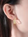 thumb Brass Cubic Zirconia Geometric Dainty Huggie Earring 1