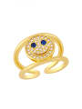 thumb Brass Cubic Zirconia Smiley Vintage Band Ring 2