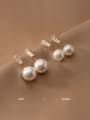 thumb 925 Sterling Silver Imitation Pearl Geometric Minimalist Drop Earring 0