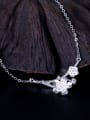 thumb 925 Sterling Silver Cubic Zirconia Flower Vintage Necklace 1