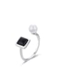 thumb Sterling silver synthetic pearl black agate ring 0
