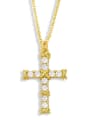 thumb Brass Cubic Zirconia Cross Minimalist Necklace 0