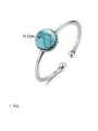 thumb 925 Sterling Silver Minimalist Round  Turquoise  Band Ring 3