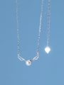 thumb 925 Sterling Silver Imitation Pearl Wing Minimalist Necklace 1