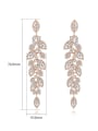 thumb Brass Cubic Zirconia Leaf Statement Cluster Earring 4