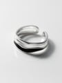 thumb 925 Sterling Silver Enamel Geometric Minimalist Stackable Ring 3