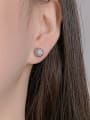 thumb 925 Sterling Silver Cubic Zirconia Round Ball Minimalist Stud Earring 1