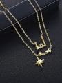 thumb Brass Cubic Zirconia Star Dainty Multi Strand Necklace 2