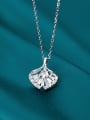 thumb 925 Sterling Silver Fashion small fresh diamond apricot leaves Necklace 1