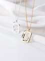 thumb 925 Sterling Silver Simple glossy hollow geometric pendant Necklace 2