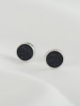 thumb 925 Sterling Silver Obsidian Round Minimalist Stud Earring 1